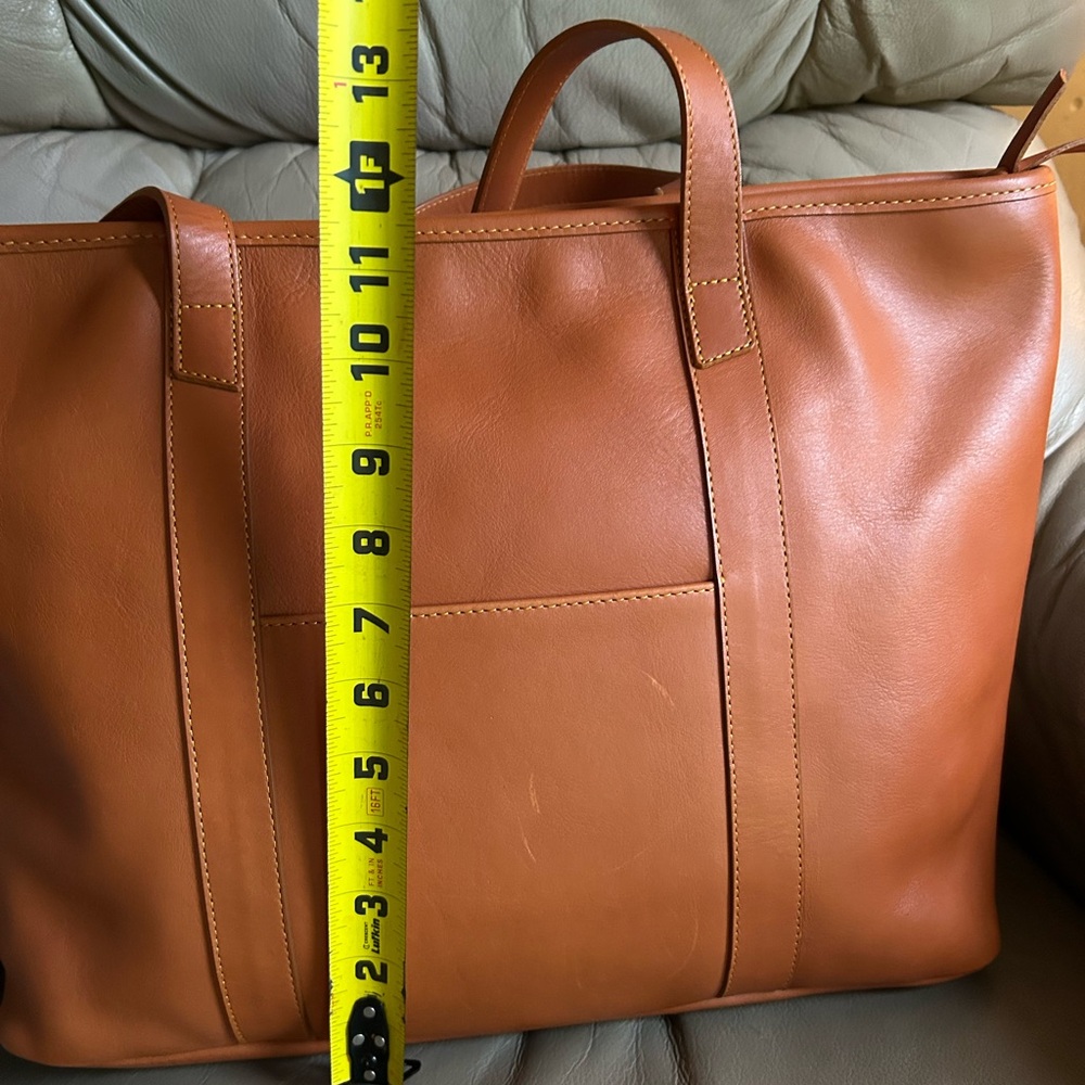 Frank Clegg Medium Laurelie Leather Zip Top Tote Tan EUC - Picture 10 of 16